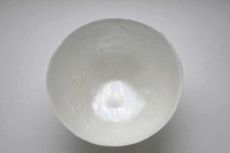 Stoneware English fine bone china vessel with mother of pearl luster interior iridescent image 2