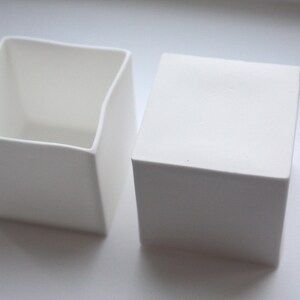 Small snow white cube made from English fine bone china geometric decor image 3