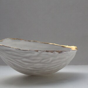 Big walnut shells from stoneware fine bone china and real gold ring dish ring holder image 5