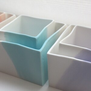 Cube set of 2 made from English fine bone china  in 4 pastel colors - geometric decor