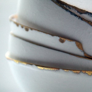 Fine bone china small stoneware bowl with real gold, white porcelain bowl, image 5