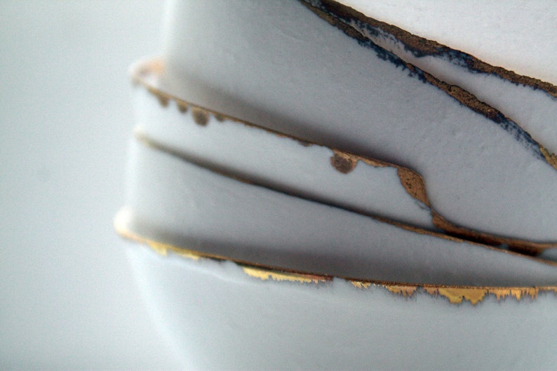 Fine bone china small stoneware bowl with real gold, white porcelain bowl, image 5