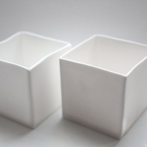 Small snow white cube made from English fine bone china geometric decor image 1