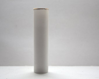 Thin tall tube vase made out of stoneware English fine bone china and real gold