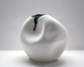 Stoneware English fine bone china abstract sphere with burnt looking effect rim.