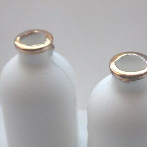 English fine bone china small bottle with gold rims bud vase image 3