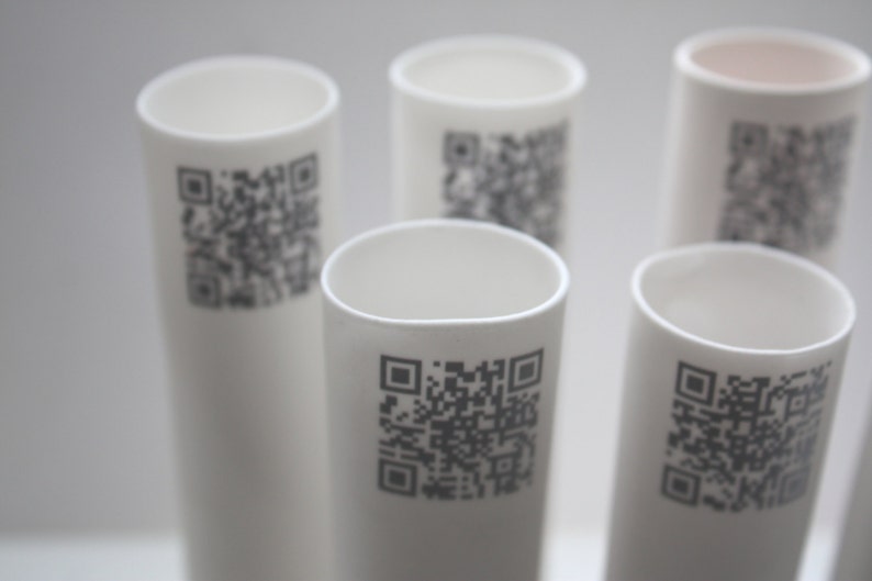 Vase Code Tube Vase Made From English Fine Bone China With QR Codes - Bud Vase - Etsy