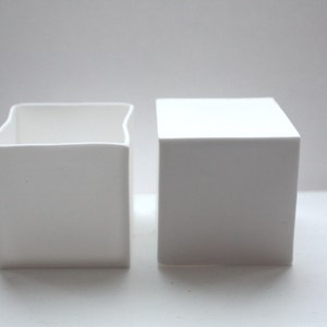 Small snow white cube made from English fine bone china geometric decor image 4