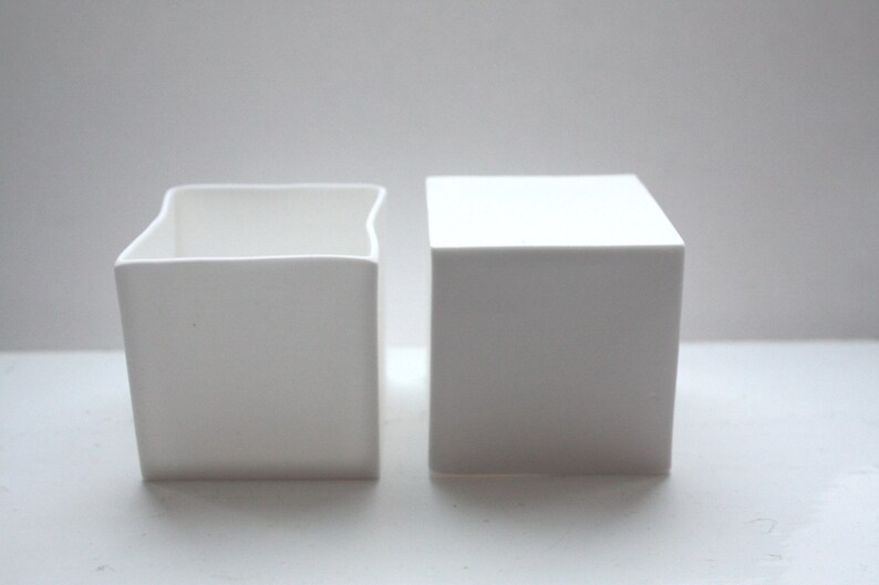 Small snow white cube made from English fine bone china geometric decor image 4