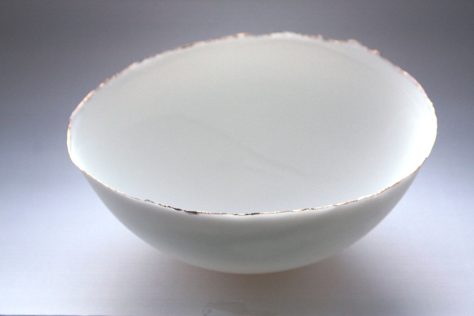 Fine Bone China Small Stoneware Bowl With Real Gold, White Porcelain