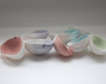 RESERVED - Walnut shells from stoneware English fine bone china in 4 pastel colours