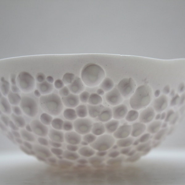 Small bowl. English fine bone china stoneware bowl with a unique textured surface in purple and white - ring dish - ring holder