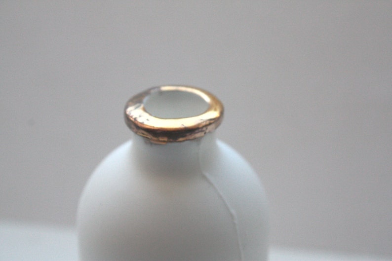English fine bone china small bottle with gold rims bud vase image 4