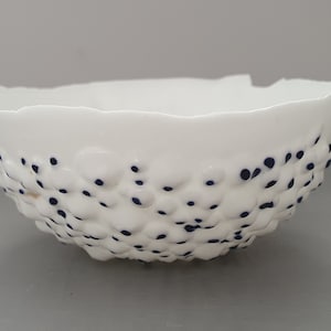 White textured bowl. White English fine bone china stoneware bowl with a unique glossy textured surface - ring dish - ring holder