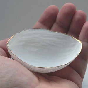 Big walnut shells from stoneware fine bone china and real gold ring dish ring holder image 2