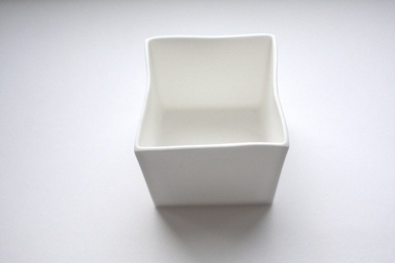 Small snow white cube made from English fine bone china geometric decor image 5