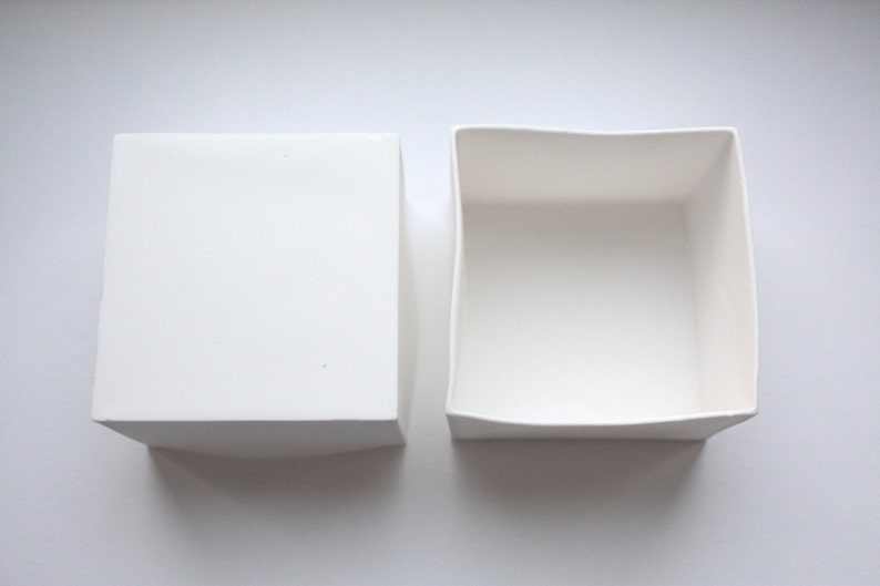 Big pure white cube made from English fine bone china geometric decor image 4
