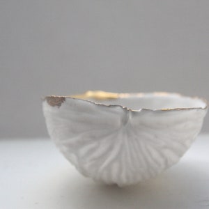 Big walnut shells from stoneware fine bone china and real gold ring dish ring holder image 1