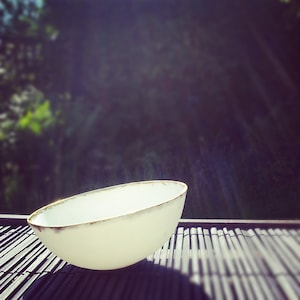 Fine bone china small stoneware bowl with real gold, white porcelain bowl, image 7