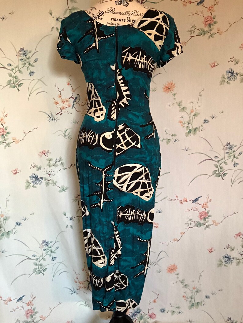 Teal Abstract Wrap Dress