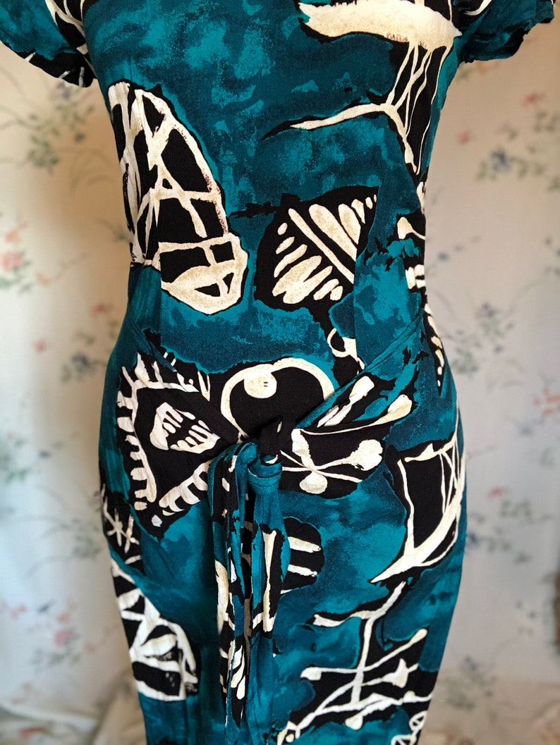 Teal Abstract Wrap Dress
