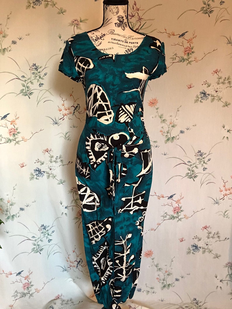 Teal Abstract Wrap Dress