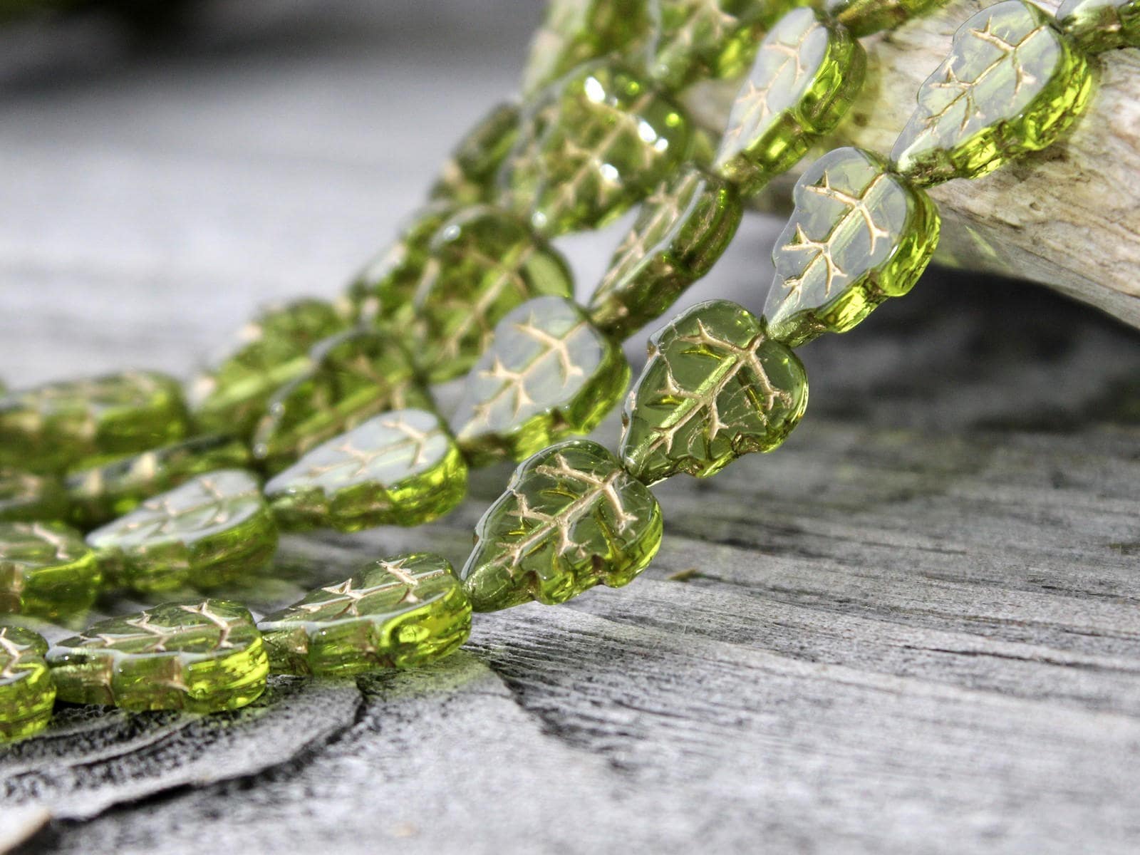Glass Leaf Beads 25Pc 12х10mm Czech Glass Beads Olivine | Etsy