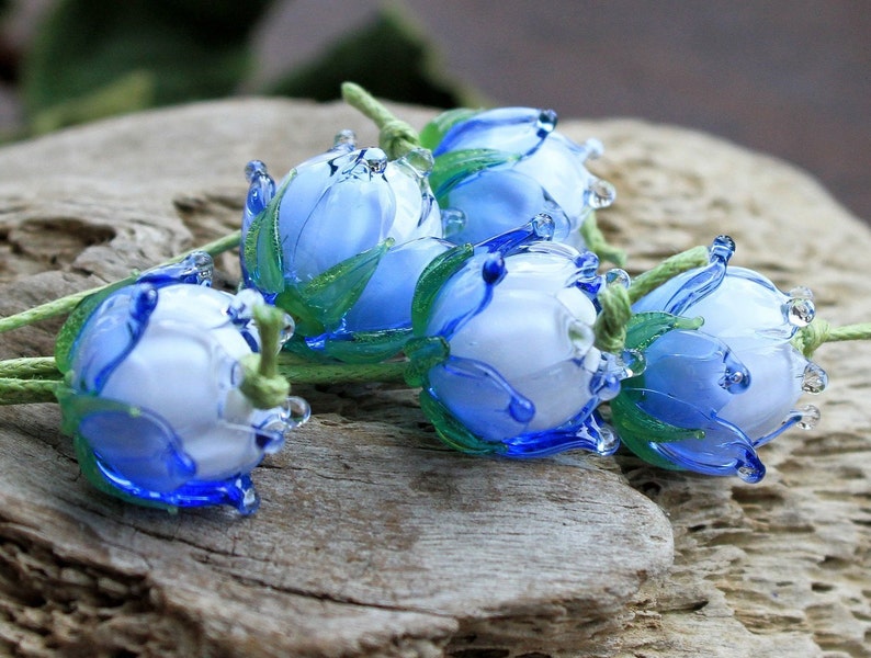 Handmade Lampwork Flower Beads Blue Flower 1 Pcs 1515 Mm Etsy