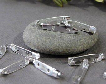 20 pcs Silver Brooch Pin Back Base 30 mm, Brooch Base, Pin Back Base, Pin Back, Brooch, Silver Brooch Base, Silver Pin Back, Silver Brooch