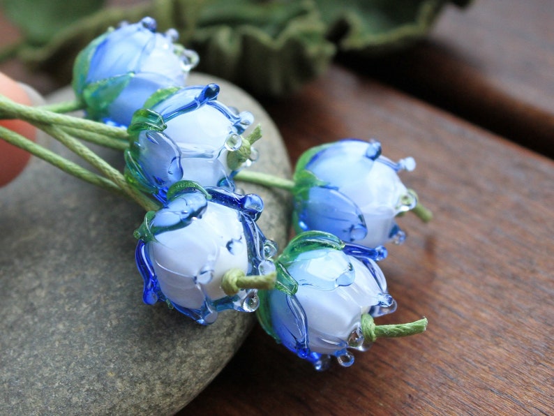 Handmade Lampwork Flower Beads Blue Flower 1 Pcs 1515 Mm Etsy