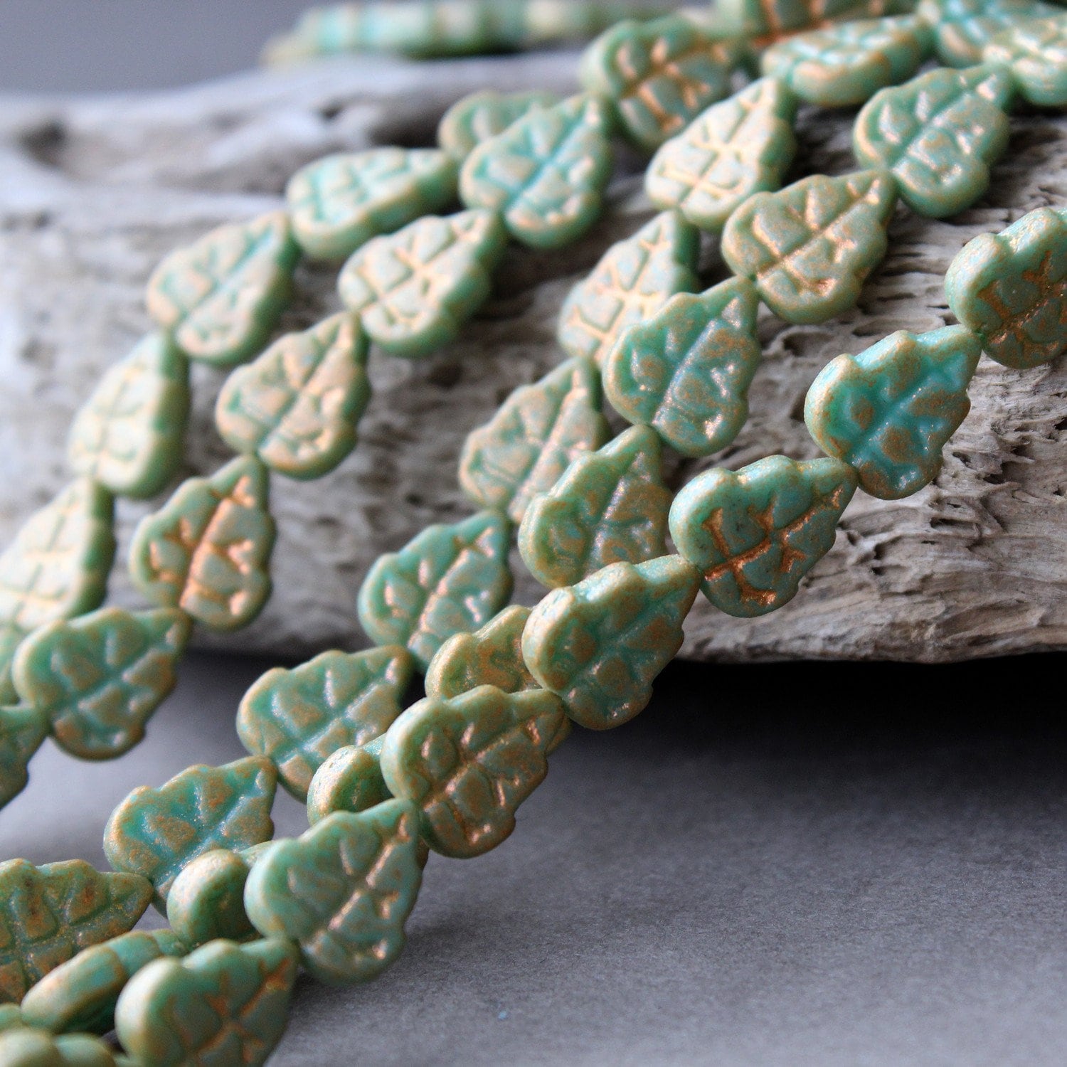 Glass Leaves Leaf Beads Turquoise Antique Ton 25Pc 8х10mm | Etsy