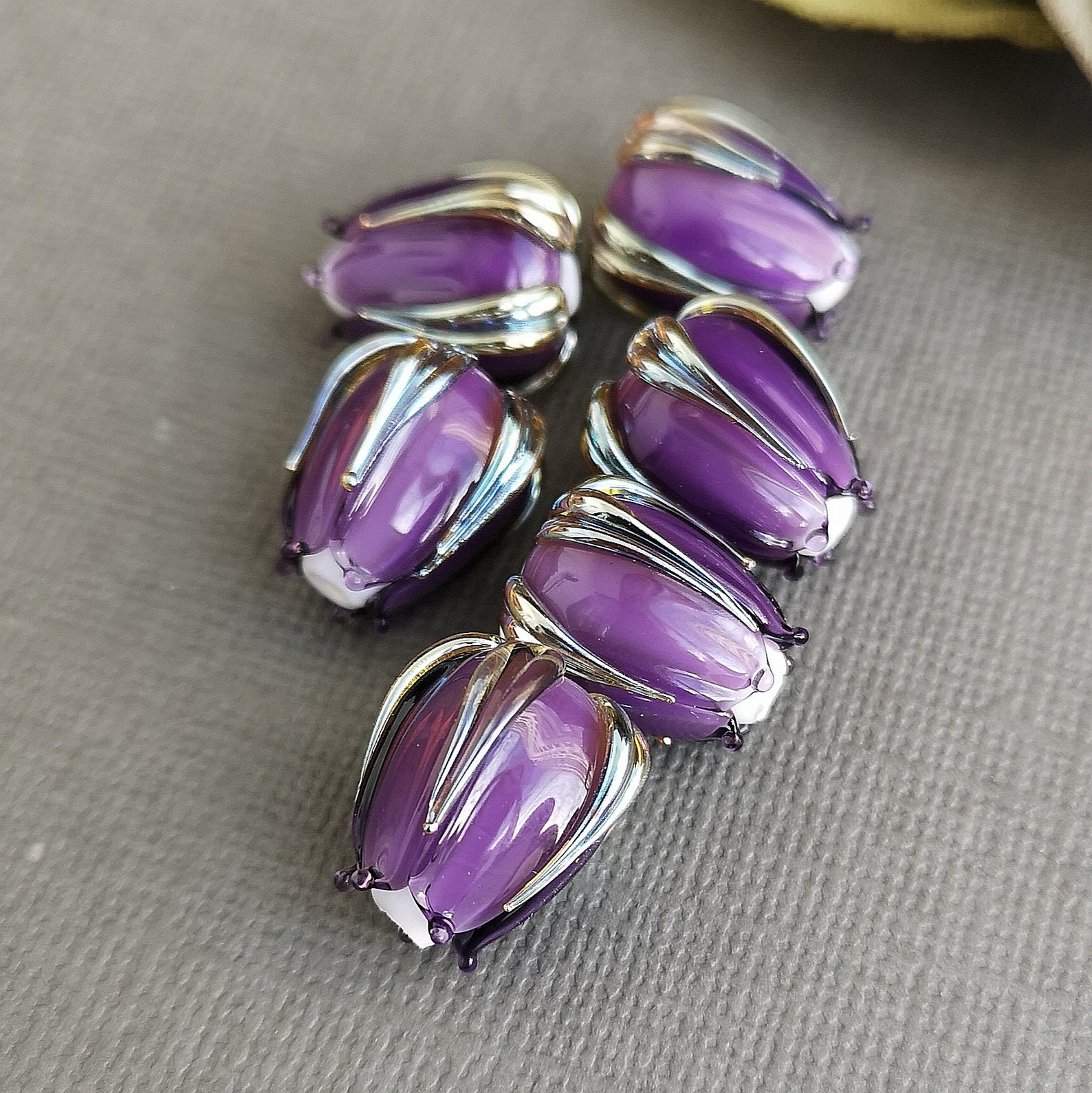 Gold Flower Beads for Jewelry Lampwork Glass Beads 1 pcs Etsy