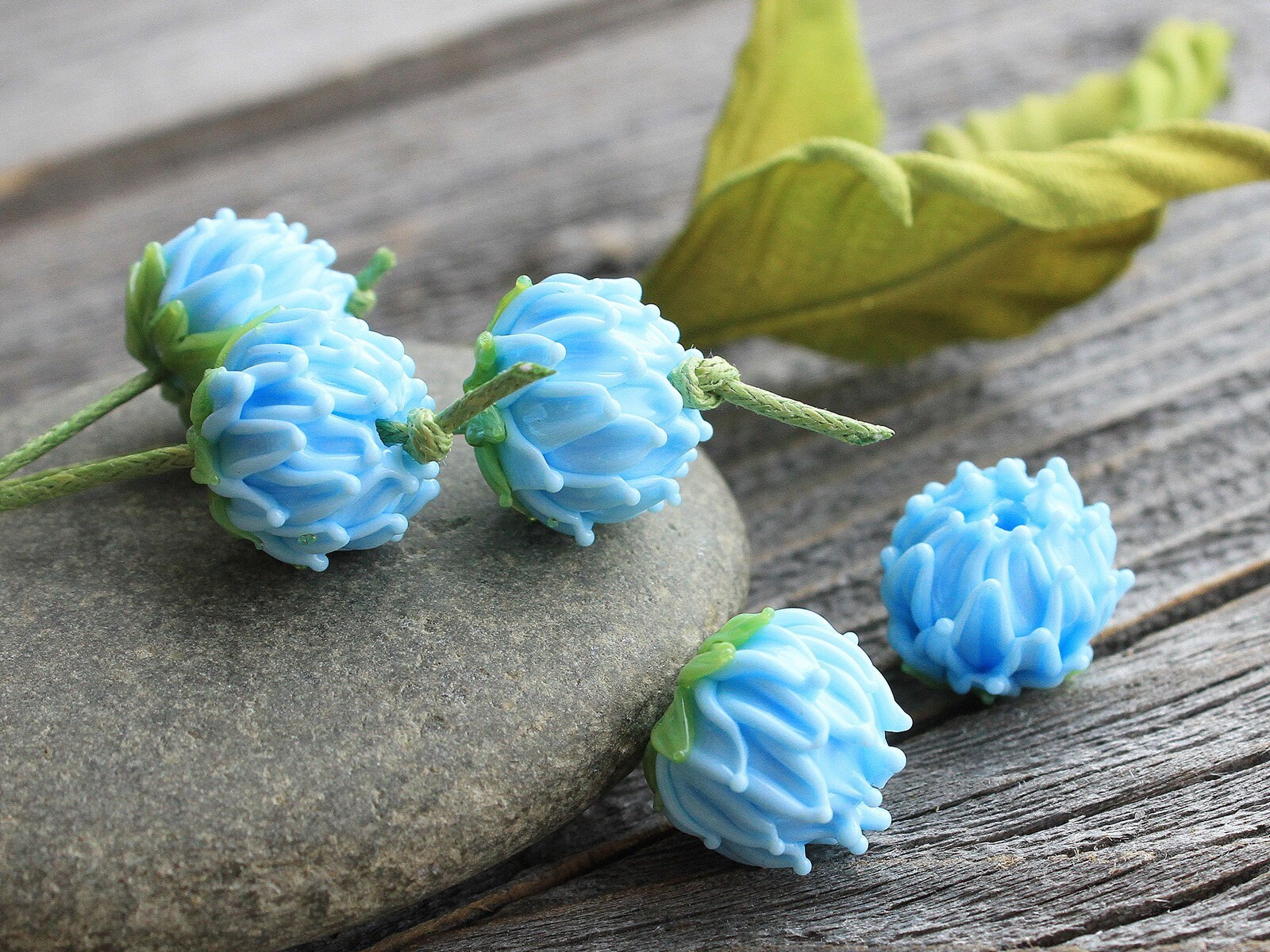Lampwork Flower Beads Glass Flower Buds Beads Glass Flower Etsy