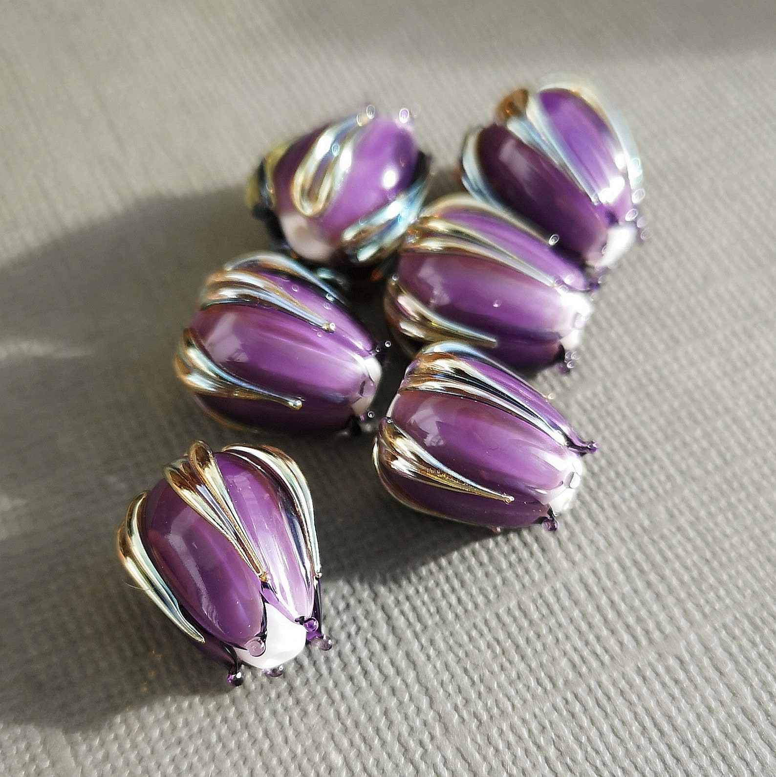 Gold Flower Beads for Jewelry Lampwork Glass Beads 1 pcs Etsy