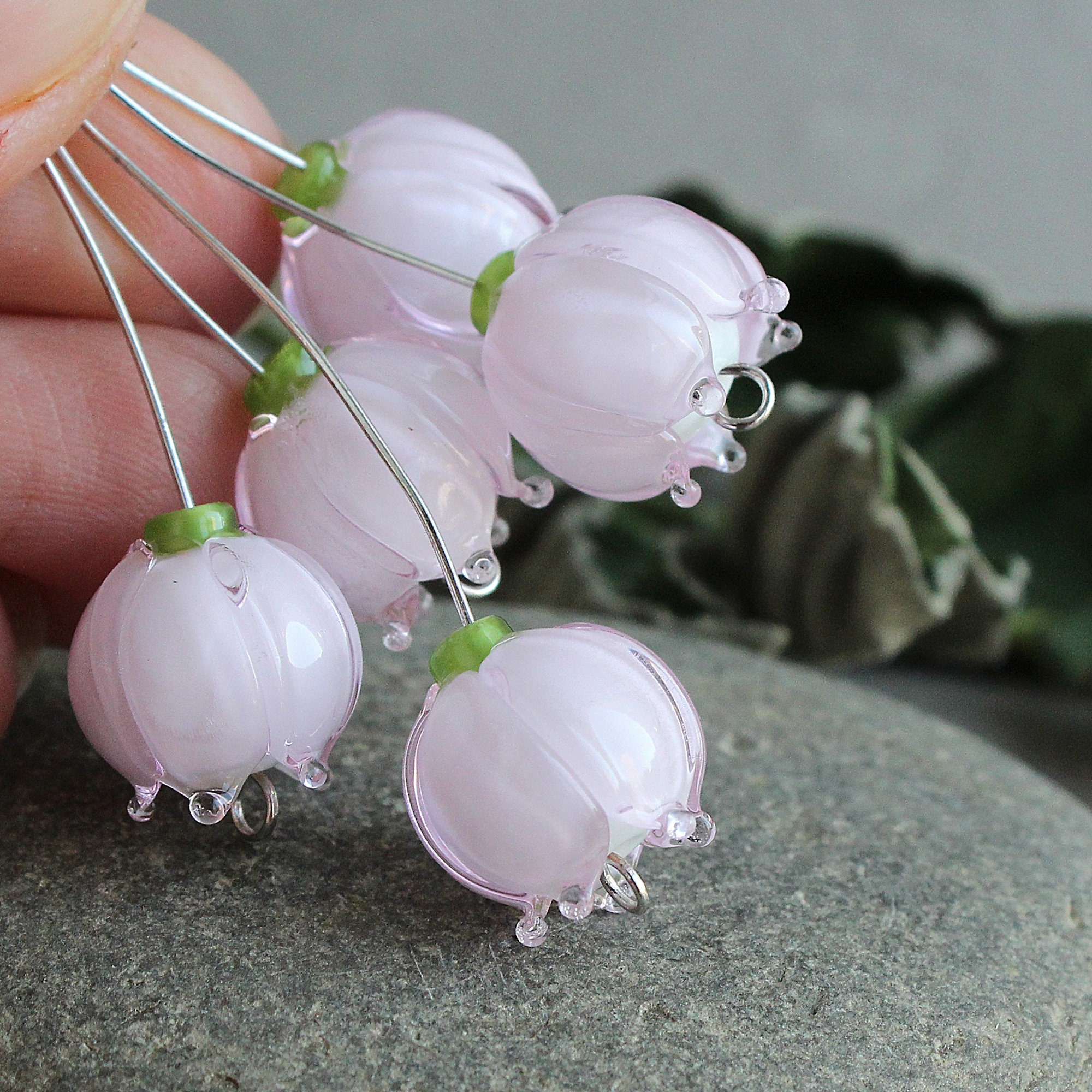 Pale Pink Lily of the Valley Glass Flower Beads 1 pcs Flower Etsy