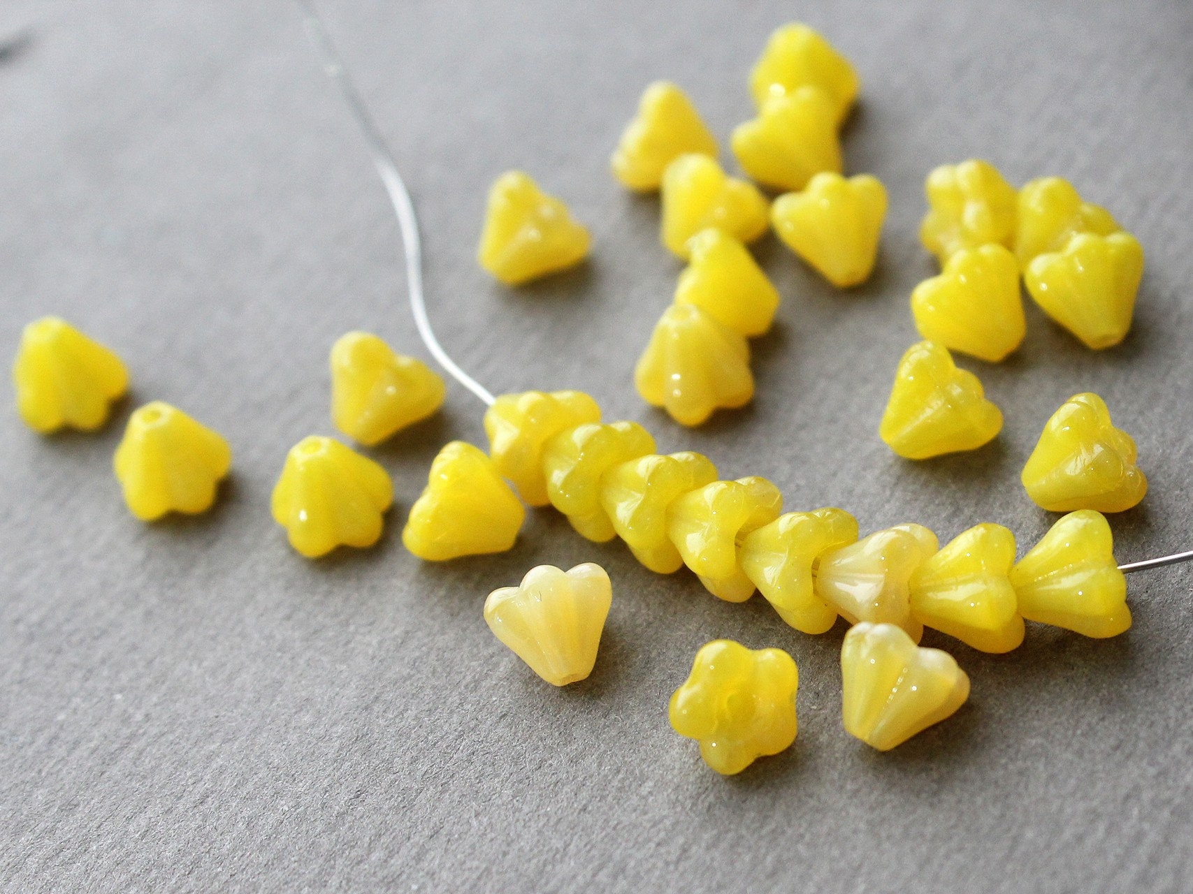 Czech Flower Beads Yellow Czech Glass Flower Beads 4x6mm Etsy