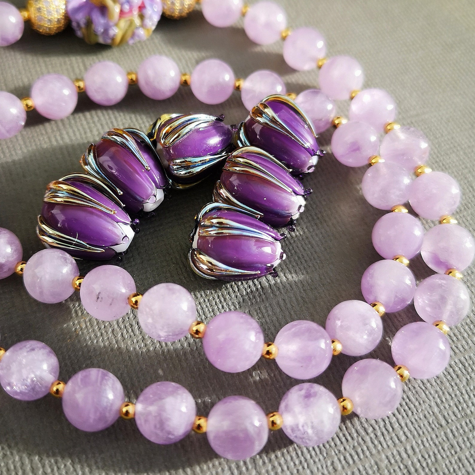 Gold Flower Beads for Jewelry Lampwork Glass Beads 1 pcs Etsy