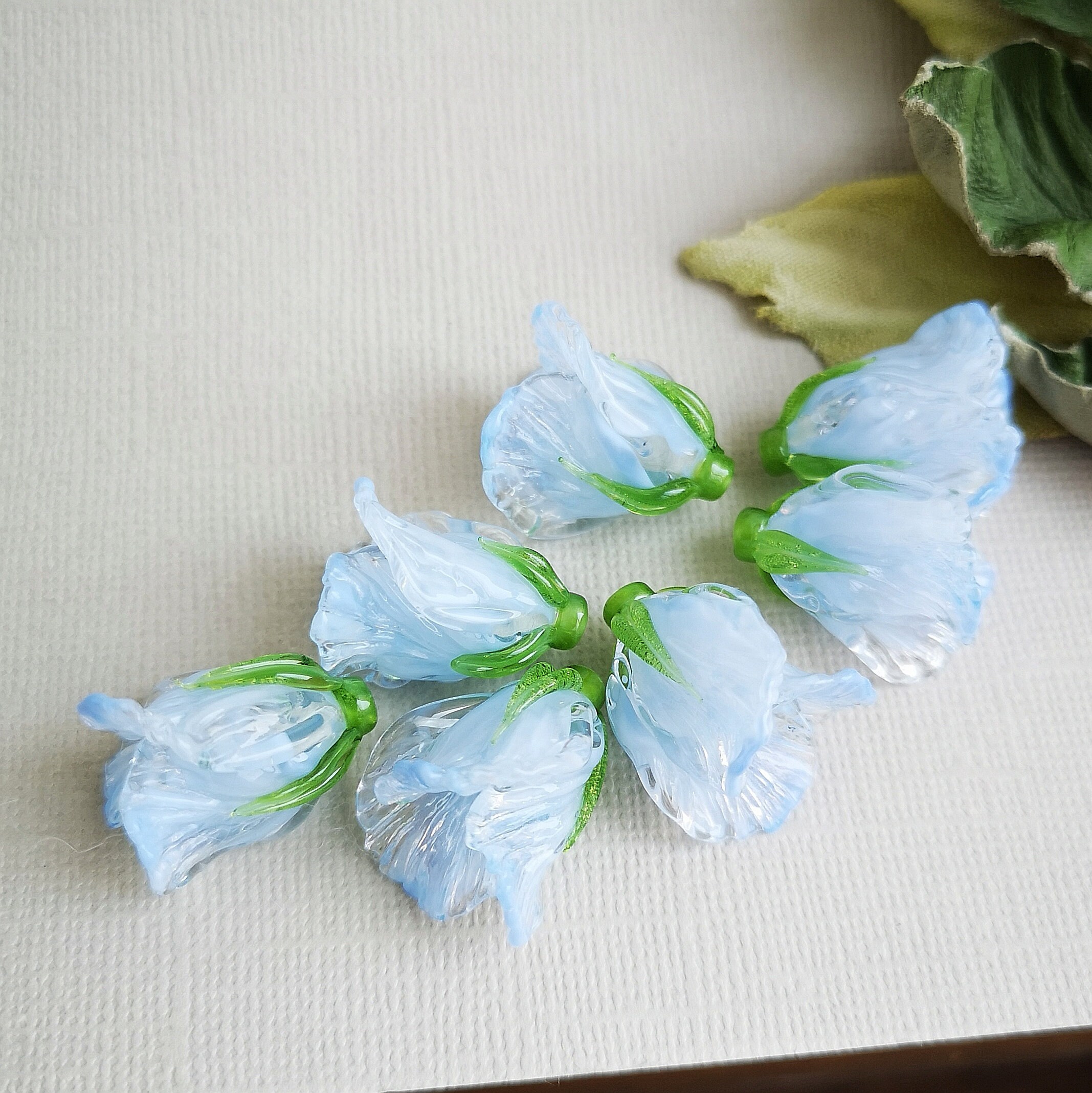 Handmade Bell Flower Bead 1 pcs Flower Beads Lampwork Glass | Etsy