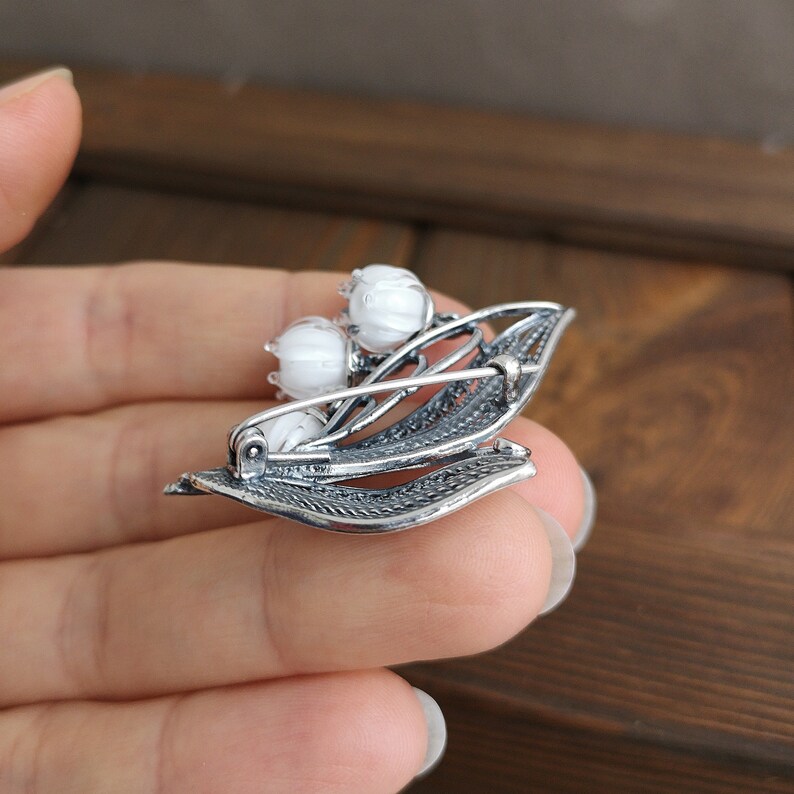 Lily of the valley Brooch White Lily of the valley jewelry Etsy