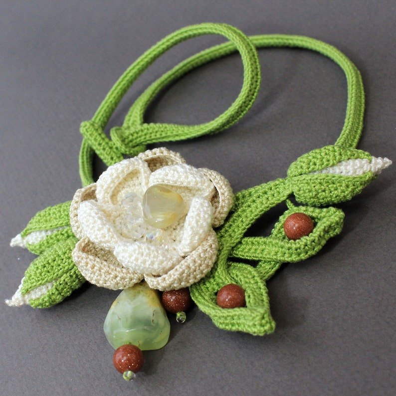 Crochet Necklace Flower Crochet Necklace Oya necklace Etsy