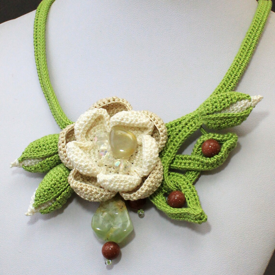 Crochet Necklace Flower Crochet Necklace Oya necklace Etsy