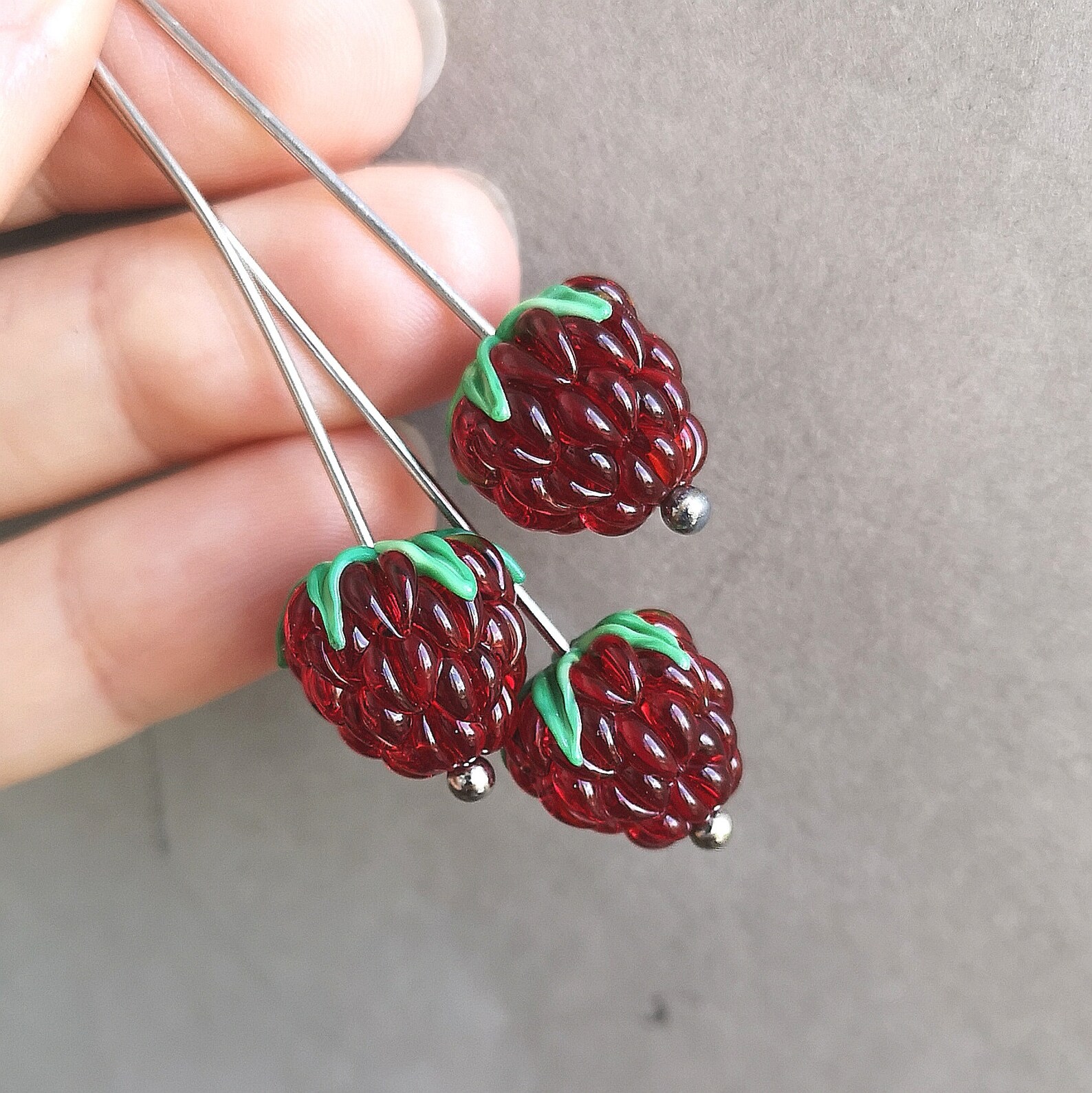 Red Raspberry beads for making jewelry 1 pcs Raspberry Etsy