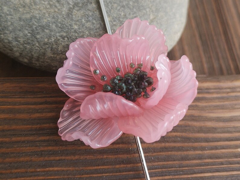 Pink Jewelry Making Glass Bead Handmade Lampwork Glass Flower Etsy