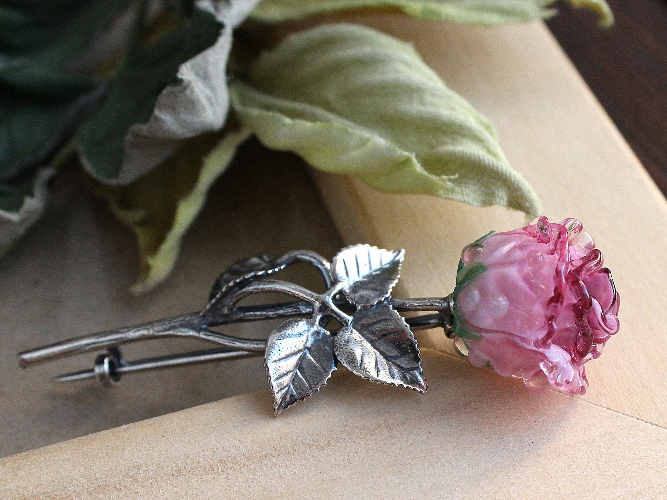 Pink Rose Brooch for Women Handmade Flower Pin Brooch Etsy