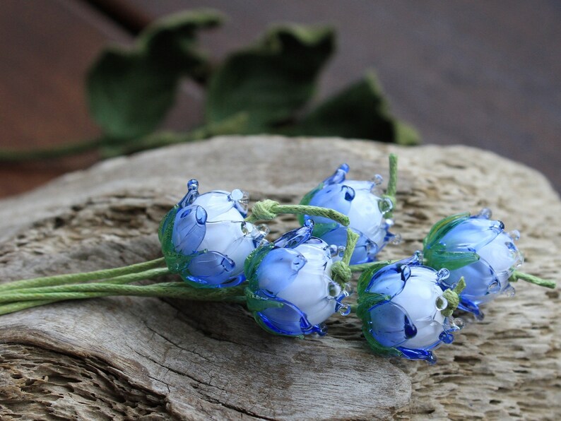 Handmade Lampwork Flower Beads Blue Flower 1 Pcs 1515 Mm Etsy