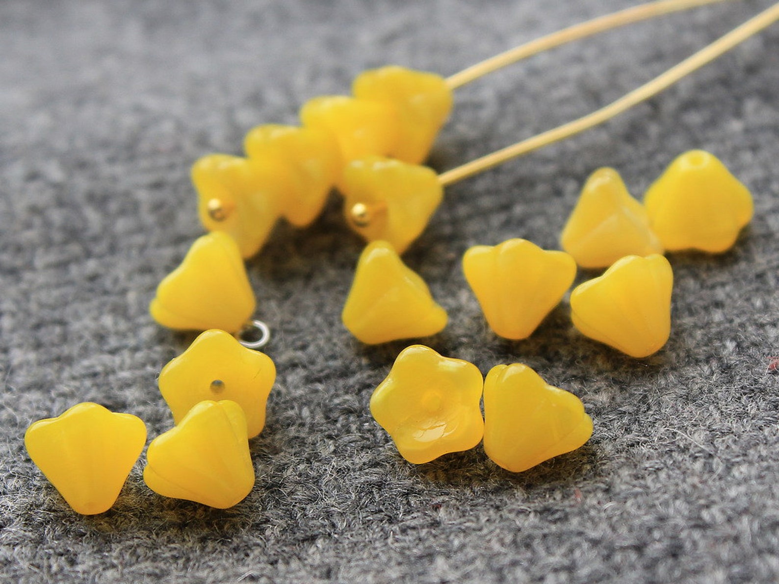 Czech Flower Beads Yellow Czech Glass Flower Beads 4x6mm Etsy