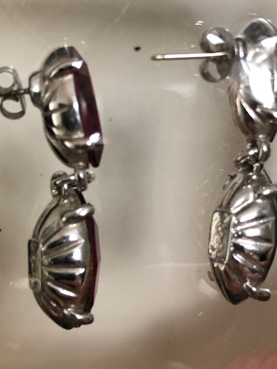 Yves St.Laurent  deep red stones silver post drop… - image 6