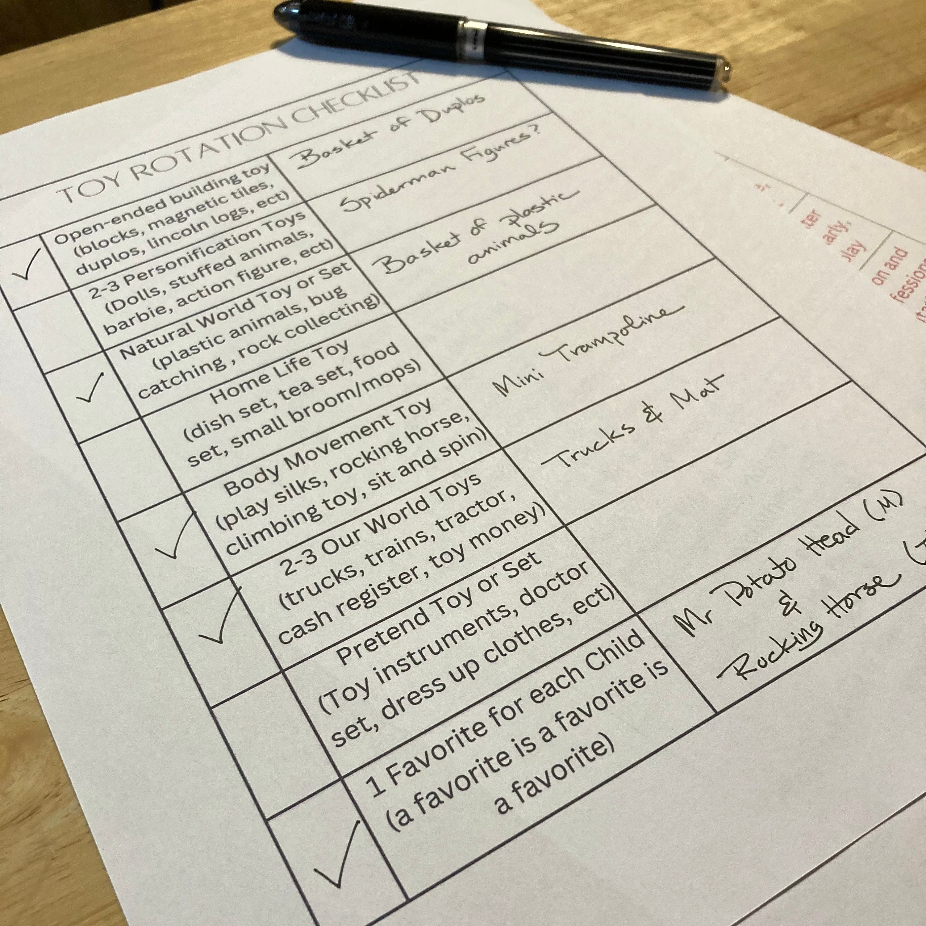 Toy Test Checklist Toy Rotation Checklist With Categories Easy Toy Rotation Kids Organized ...