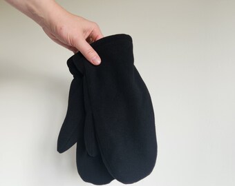 Wool Mittens Black-Large