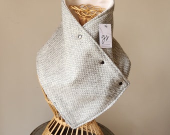 Snap Cowl-Gray and Cream